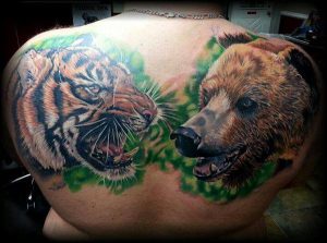 Tiger And Bear Body Art